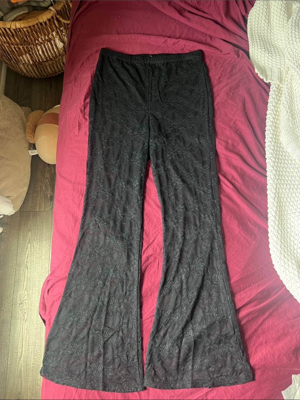 Black Lace Flare Pants